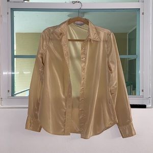 Gold button down shirt